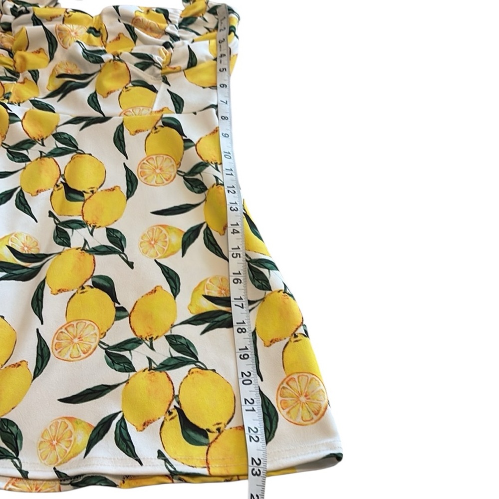 Misguided Lemon Print Petite NWOT mini skater dress with shoulder ties 6P - Picture 6 of 8